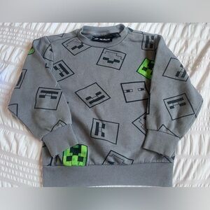 Minecraft Gray and Green Graphic Kids Sweatshirt